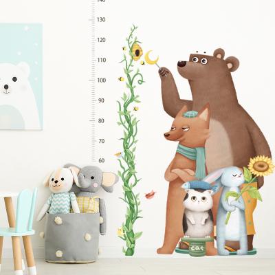 China Cute WALL STICKER Brown Bear Height Ruler Measure Wall Sticker Large For Kids Room Nursery Decoration Home Wall Decal for sale