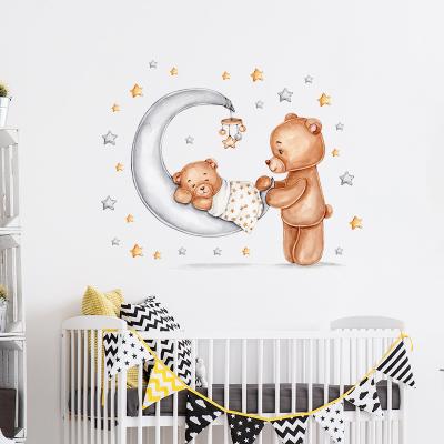 China Waterproof+Eco-friendly Maternal Love Theme Good Night Bear Wall Decal For Home Kids Room Bedroom Nursery Decoration Kids Wall Sticker for sale