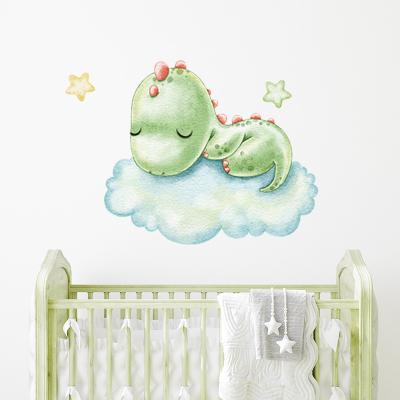 China WALL STICKER Watercolor Cartoon Baby Dinosaurs Sleeping On Cloud Wall Stickers For Baby Nursery Room Decoration Kids Room Wall Decals PVC for sale