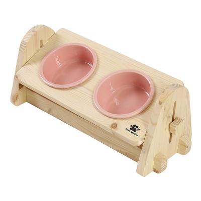 China Sustainable Hot Selling Wooden Animal Feeding Rack Set For Dogs And Cats, Can Be Size Changed For Better Fit for sale