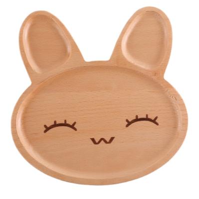 China Western Japanese Cartoon Children's Wooden Tableware Shaped Wooden Snack Cake Disc Tray Wooden Dish for sale