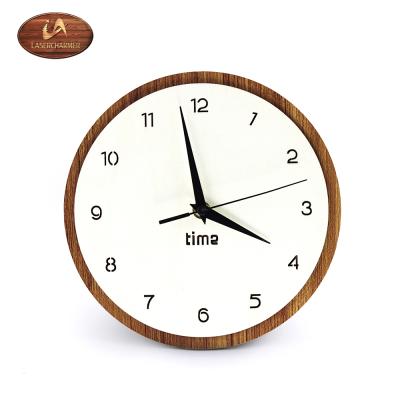 China Europe laser cut craft circular shape exquisite garnishry wood wall clock for sale