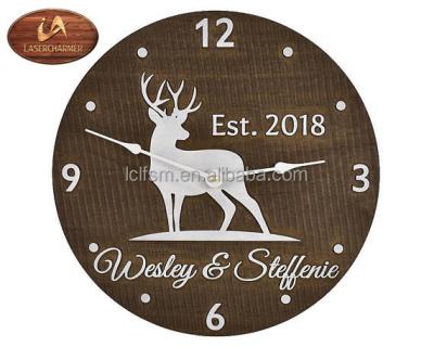 China Eco-Freindly Personalized Laser Cut Deer Antler Wall Clock, Modern Wooden Animal Wall Clock, Wall Decor for sale