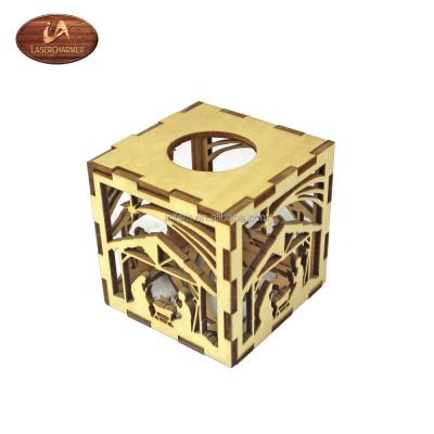 China Decorative Square Napkin Candle Holder Wooden Home Bus Table Cloth Box Europe China Supplier for sale