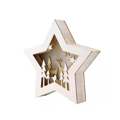 China Gifts Crafts Festival Wood Decorations and Decorations Home Decoration Laser Customized Creative 3D Star Props for sale