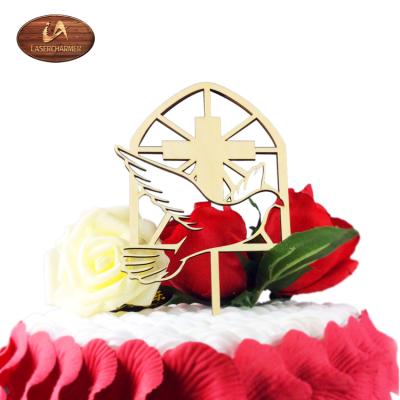 China Eco-Freindly The Holy Spirit's Wedding Cruciform Wooden Cake Topper for sale