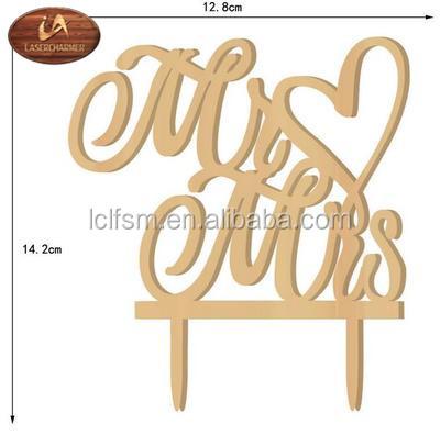 China custom calligraphy LOVE/Mr and Mrs Wedding Cake Topper, bridal shower, 3mm basswood plywood laser cut engraved wood for sale