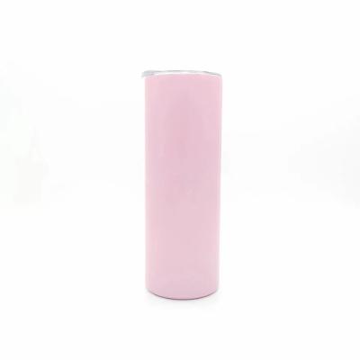 China Viable Original Fluorescent Sublimation Tumbler Pink Straight Lean Glow In The Dark Tumbler Water Bottle With Straw for sale