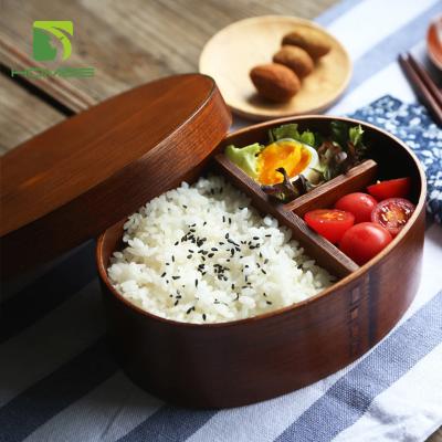 China Freshness Preservation Wooden Bento Box Lunch Box With Internal Divider Wooden Food Container Japanese Bento Lunch Box for sale