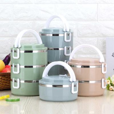 China Keeping Fresh 3 Layers Stainless Steel Stackable Hot Tiffin Lunch Box With Handle for sale