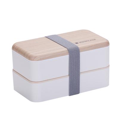 China Sustainable Hot Selling 2 Layer Food Grade PP Food Containers Bamboo Material Box 1200ml Tiffin Box Eco Friendly for sale