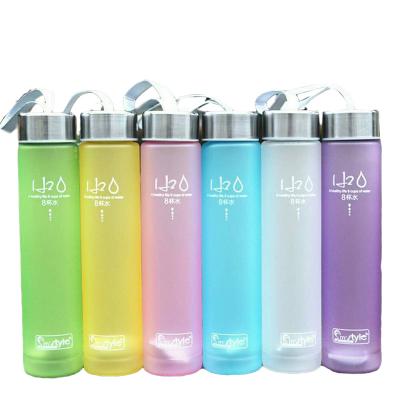 China Sustainable BPA Free Promotional Portable Sports Bottle Frosted Plastic H2O Water Bottle for sale