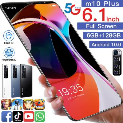 China Dual SIM Card Factory Price Android Phone M10 Plus 6gb+128gb 4800mah 6.1 Inch Memory Battery Smart Android Phone for sale