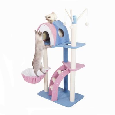 China Viable Simple Popular Cat Toys Blue Purple Frame Climbing Cat Tree for sale