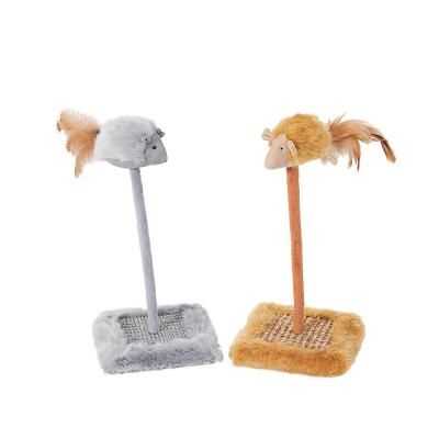 China Viable wholesale cheap and high quality interactive feather spring pet toy sisal cat scratch board for sale