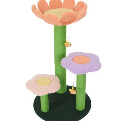 China Sustainable Cat Tree Tower Luxury Flower Cat Scratching Post Furniture Cat Climber Bed for sale