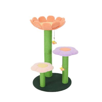 China Sustainable Single Climbing Frame Flower Series Cat Tower Tree Belt Ball for sale