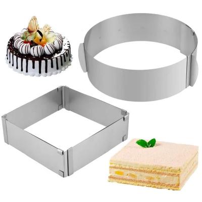 China Adjustable Ready Viable Ring Square Cake Mold Pastry Round Cup of Stockl Mousse for Wedding Birthday Cake Decorating Tool for sale