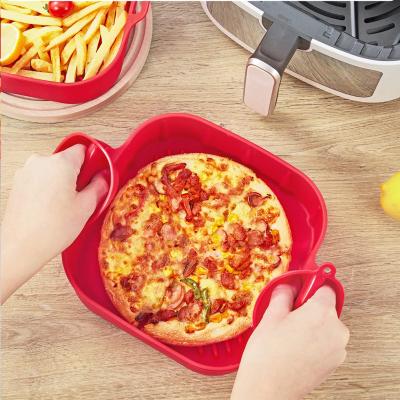 China Custom Silicone 155g Collapsible Non Liner Silicone Air Fryer Logo 21.5cm Reusable Stick Pot Oven Accessory for sale