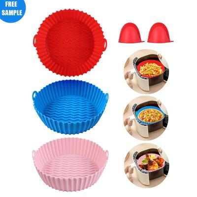 China Reusable Food Safe 8 Inch 20.5cm Air Fryer Silicone Pot Basket Liner For Air Fryer Food Safe for sale