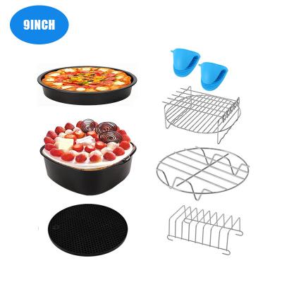 China Hotel BPA Free Air Fryer Accessories Set Pizza Non-Stick Pan Baking Basket Grill Bread Kitchen Cooking Tool for sale