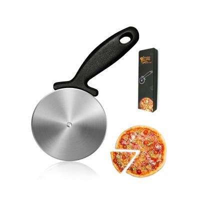 China Custom Logo Stainless Steel Pizza Cutter Wheel Stocked Durable Slicer with Non-Slip Plastic Handle for Bread Dough Desserts Baking Tool for sale