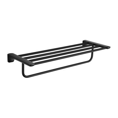 China Fashion Bathroom Black Zinc Alloy Wall Mounted Towel Rack for sale