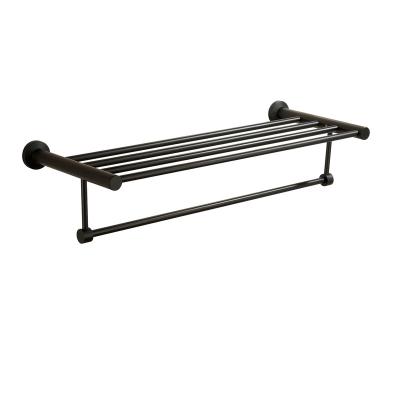 China Fashion Bathroom Wall Mounted 304 Stainless Steel Black Towel Shelf for sale