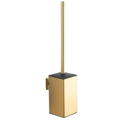 China Gold 304 Stainless Steel Modern Square Silver Toilet Accessories Wall Mounted Toilet Cleaning Brush Holder for sale