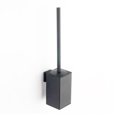 China Modern Black 304 Stainless Steel Wall Mount Toilet Brush Square Toilet Accessories for sale