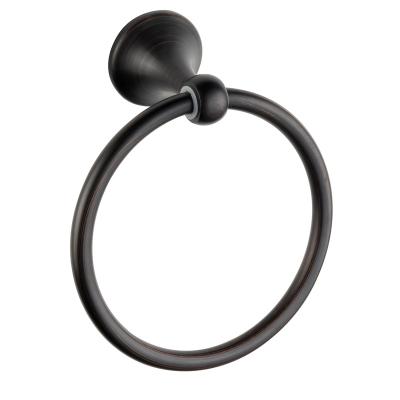 China Wall Mounted Modern Black Modern Circle Towel Hanger Sturdy Round Zinc Alloy Towel Ring for sale