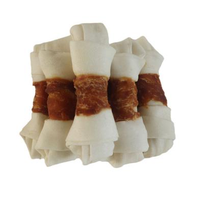 China Private Label Chicken Duck Rawhide Knotted Bones Stocked Dog Bones Dog Chews OEM Supplier Best Selling Pet Treats for sale