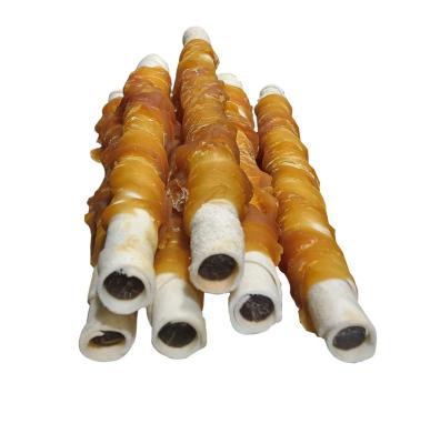 China Sustainable Filled Rawhide Twist With Chicken For Pet Food Dog Snacks Dog Treats for sale