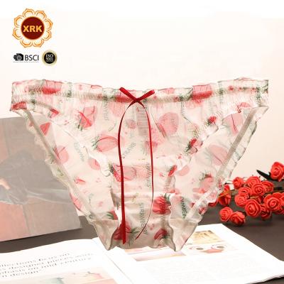 China Wholesale Breathable Cute Indian Japanese Fruit Print Bow Girls Knickers Knickers Soft Underwear For Women for sale