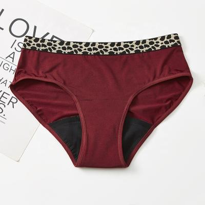 China New Design Customized Breathable 4 Layer Leopard Menstrual Organic Size Women Seamless Red Sanitary Panties for sale