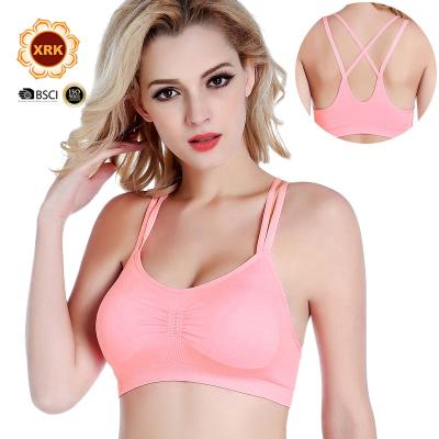 China Women's Cheap Breathable Thin Strapless Double Yoga Wholesale Fashion Sports Seamless Bras for sale