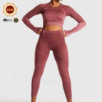 China QUICK DRY Yoga Sets In Fitness And Wear Set Women 3 Piece Seamless Spandex Apparel Sports Pants for sale