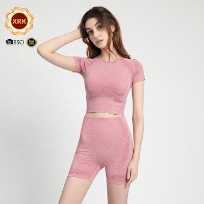 China Breathable Factory Cheap Short Sleeve Sportswear Set For Women Gym Fitness Yoga Sets for sale