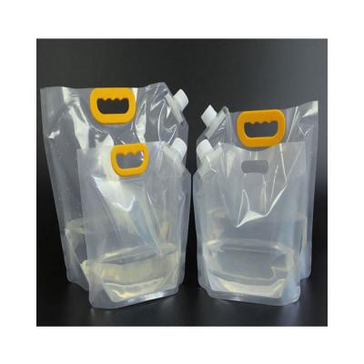 China Factory Price Food Stand Plastic Leakproof Spout Bag For Beer With Plastic Handle for sale