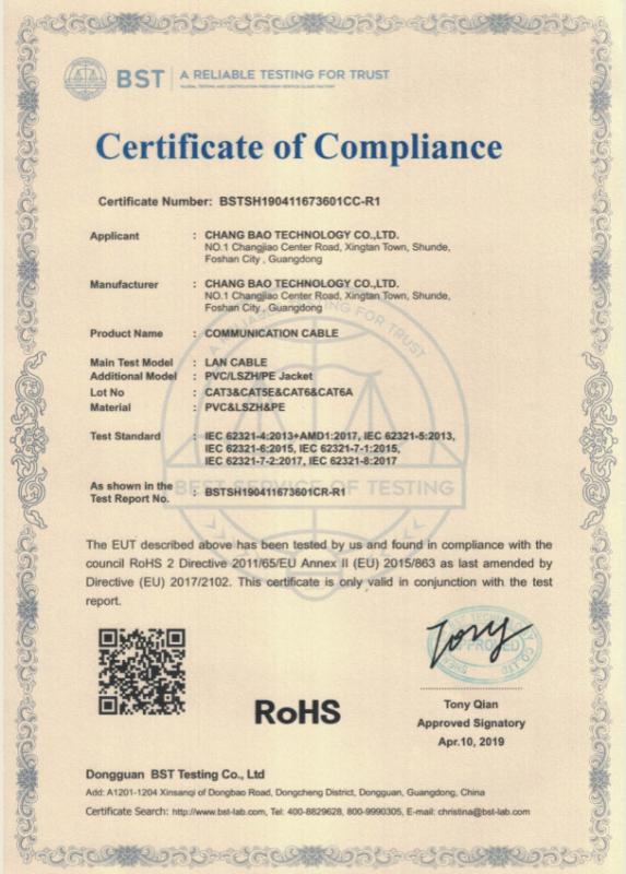 RoHS - Chang Bao Technology Co., Ltd.