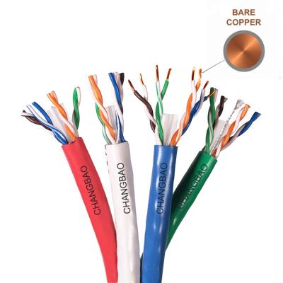 China Changbao solid bare copper utp 0.56mm 0.57 cat6 cable lan network 305m roll price ethernet cat6 copper cables for sale