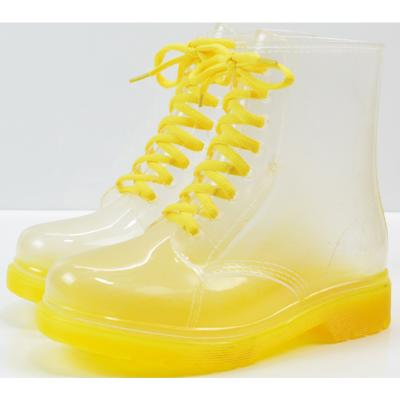 China Fashion Design Rain Boots Decorative Durable Non-slip Waterproof Shoes Transparent Rain Boots Women for sale