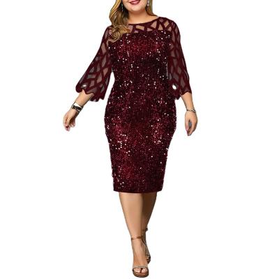 China Anti-Static Hot Sale Ladies Women Long Sleeve Maxi Prom Party Sequin Evening Dress for sale