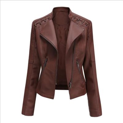 China New Autumn And Winter Anti-wrinkle Women's Jacket Leather Coats Short Thin Leather Motorcycle Jacket for sale