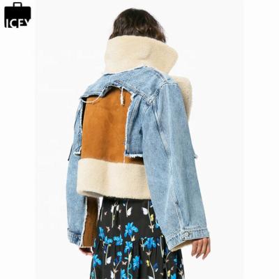 China QUICK DRY Winter Women Denim Coat Women Fashionable Stylish Short Jean Jacket With Fur Trim Coated Faux Fur Collar Jackets Coats For Woman for sale