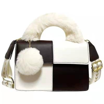 China Fashion Best Selling Factory Price Wholesale Faux Fur Handle Women Bags Purses and Clutch Bag Handbags for sale