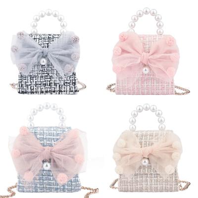 China Bolsos Girls Casual Canvas Mini Pearl Outdoor Bag For Purse PU 2021 Mini Cute Little Kids Purse Wholesale Purse for sale