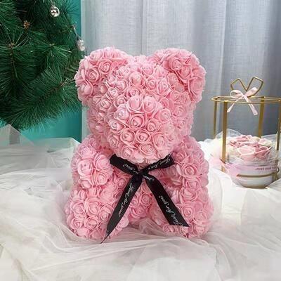 China 2022 current fashionable luxury gift ideas valentine's day valentine's day gift teddy rose bear PE foam flower bear for sale