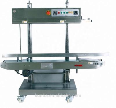 China CBS-1100V Heavy Duty Vertical Continuous Garment Pattern Stainless Steel Band Sealer Plastic Bag Sealing Machine for sale