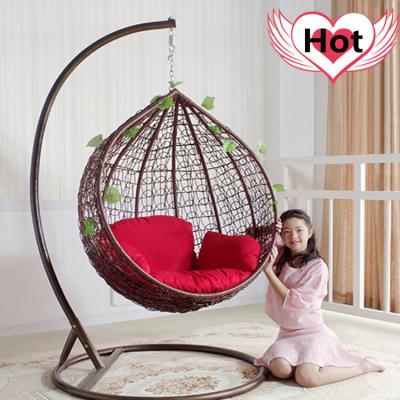 China Super Comfortable Indoor Outdoor Adult Single Balcony Swing Rattan Basket Chair Leisure Hanging Chair for sale